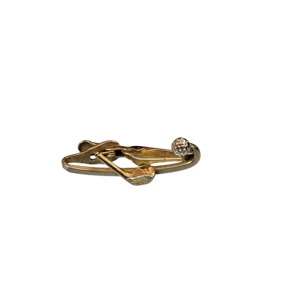 Vintage Swank Golf Club Tie Bar Gold Tone Figural Tie Clip 1.5